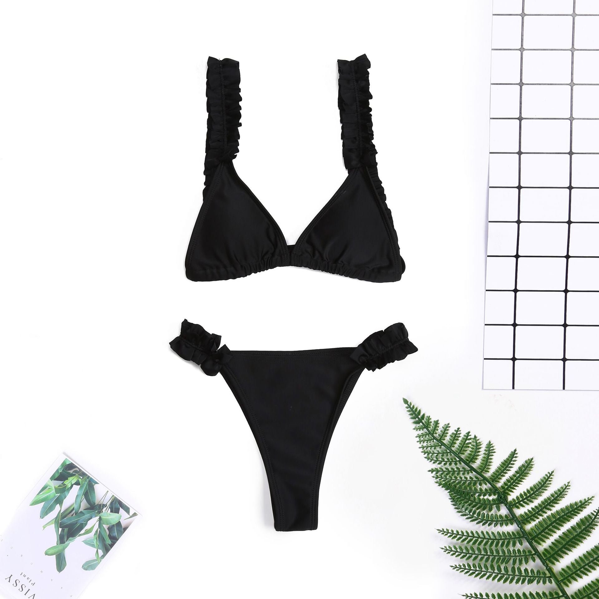 Wholesale Ruffle Sexy Bikini Polyester Swimwear